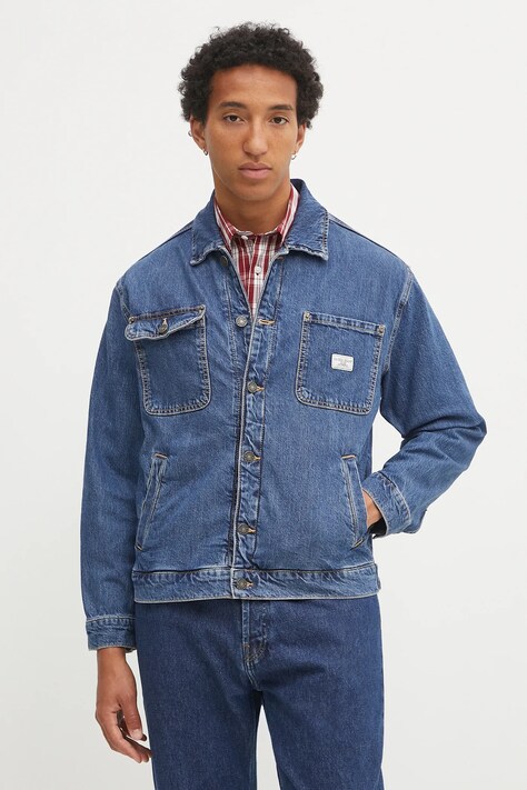 Guess Jeans kurtka jeansowa kolor niebieski przejściowa M5YN50 D5M54