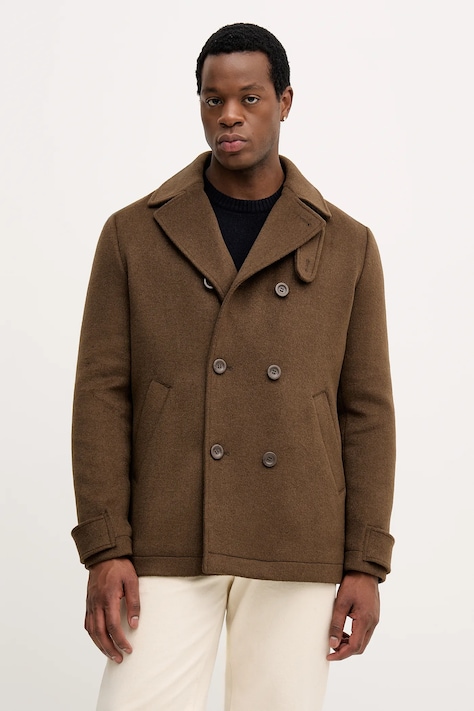 Guess płaszcz z dodatkiem wełny kolor brązowy M5BL2J W2242