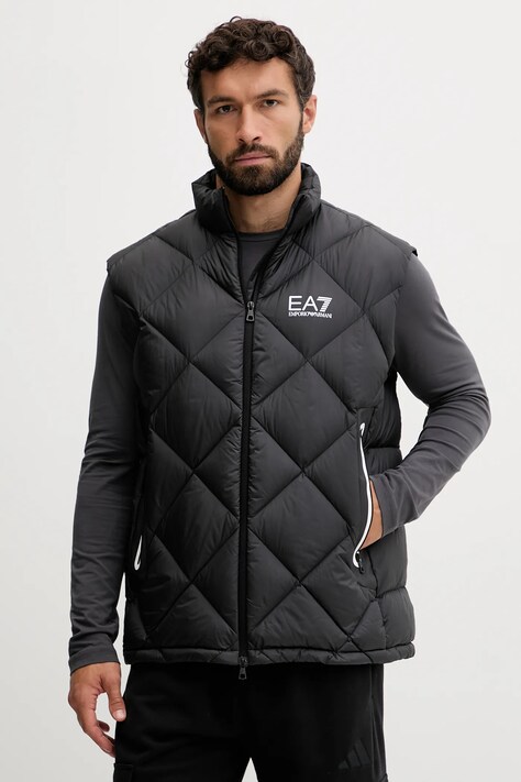EA7 Emporio Armani bezrękawnik puchowy kolor czarny zimowy AF15923.7M001002