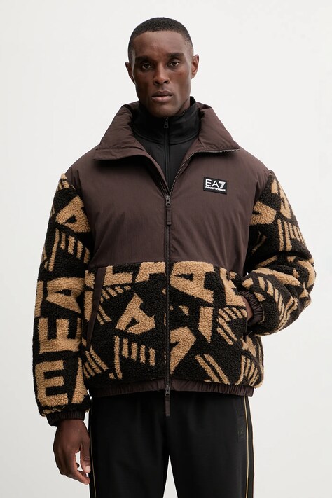 Куртка EA7 Emporio Armani колір коричневий зимова oversize AF16373.7M000720