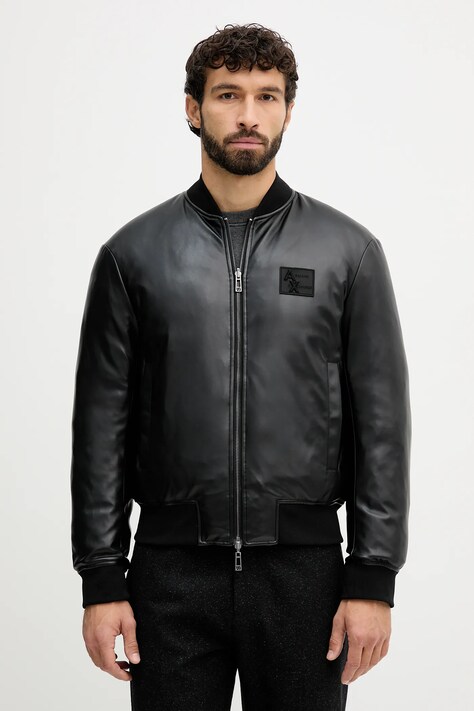 Двостороння куртка-бомбер Armani Exchange колір чорний зимова oversize XM001104 AF16647