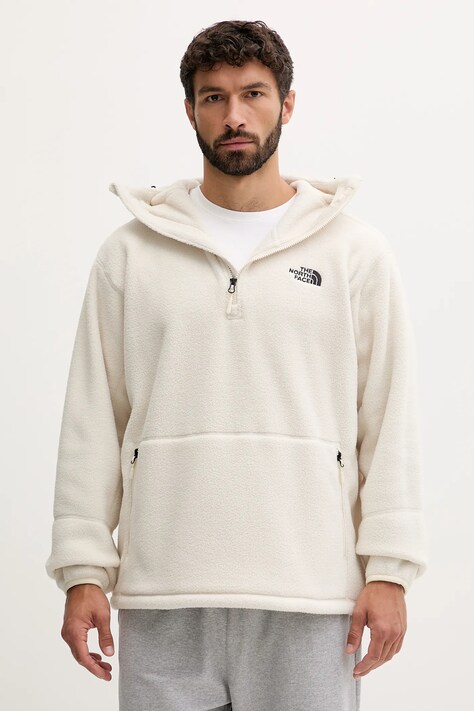 The North Face bluza polarowa Dirus męska kolor beżowy z kapturem gładka NF0A8F1X11P1
