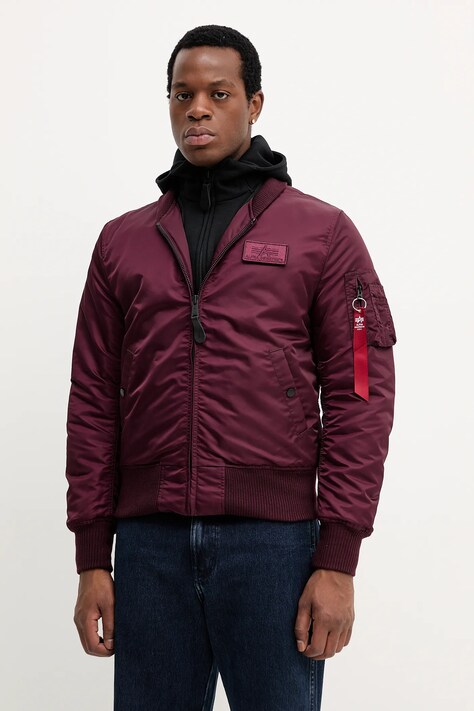 Alpha Industries kurtka bomber kolor bordowy zimowa 183110.608