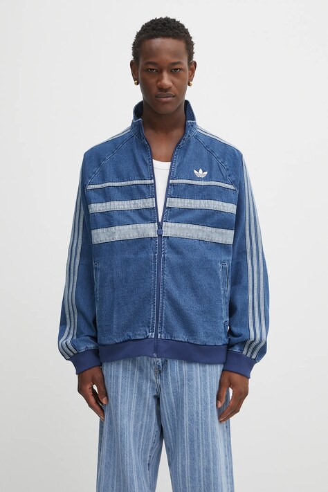 adidas Originals kurtka jeansowa First Tt Denim kolor niebieski przejściowa JX6457