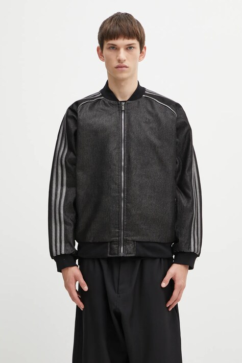 adidas Originals kurtka bomber jeansowa Denim Jkt kolor czarny zimowa oversize JY2796