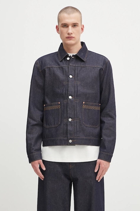 Rifľová bunda Drôle de Monsieur La Veste Denim Brut tmavomodrá farba, prechodná, H.JT172.CO211