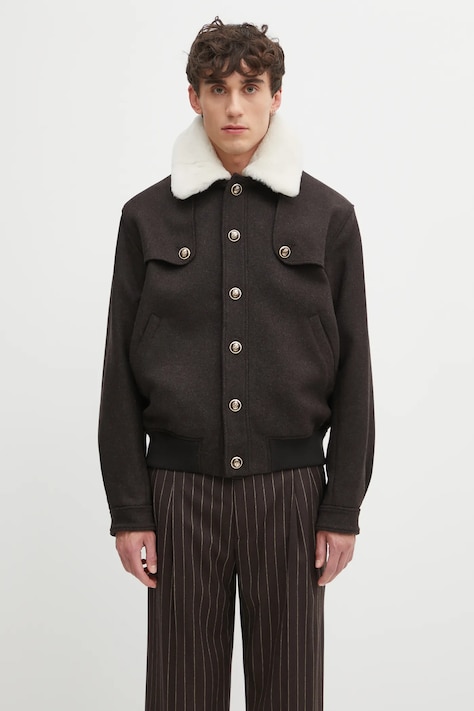 Drôle de Monsieur kurtka z dodatkiem wełny Le Blouson Laine kolor brązowy przejściowa I.JT242.WO043