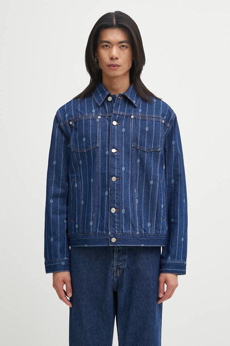 Drôle de Monsieur kurtka jeansowa La veste Denim Monogramme kolor niebieski przejściowa I.JT182.CO238