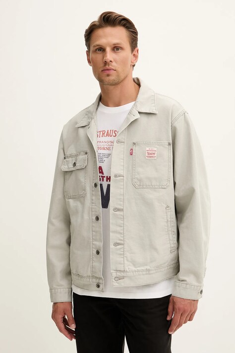 Levi's kurtka jeansowa kolor szary przejściowa oversize A4820