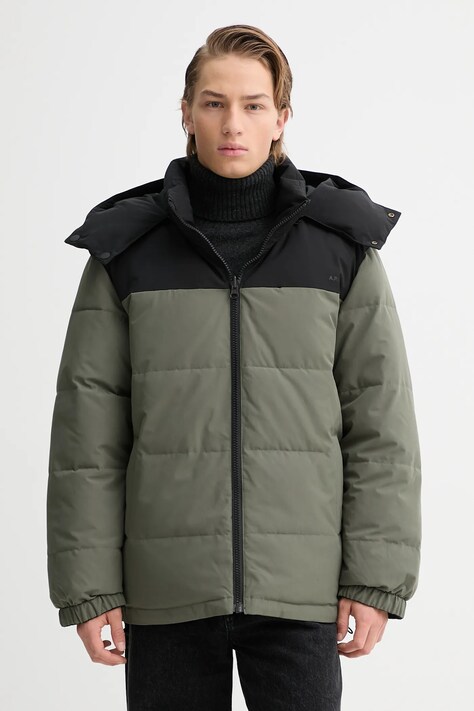 A.P.C. kurtka dwustronna Doudoune Sam kolor zielony zimowa PSALJ.H30208
