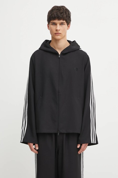 Y-3 bluza 3-Stripes męska kolor czarny z kapturem z aplikacją JW7354