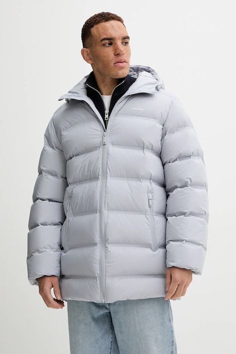 Calvin Klein geacă de puf culoarea gri, de iarnă, LV04LD516G
