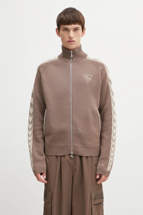 Puma kardigan PUMA x REPRESENT męski kolor brązowy 632543