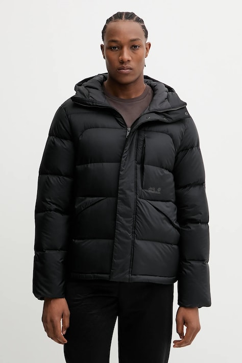 Péřová bunda Jack Wolfskin ICY HILL černá barva, zimní, A65291