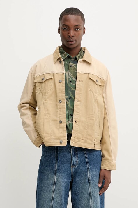 Desigual geacă jeans COVENTRY culoarea maro, de tranziție, 25WMEN01