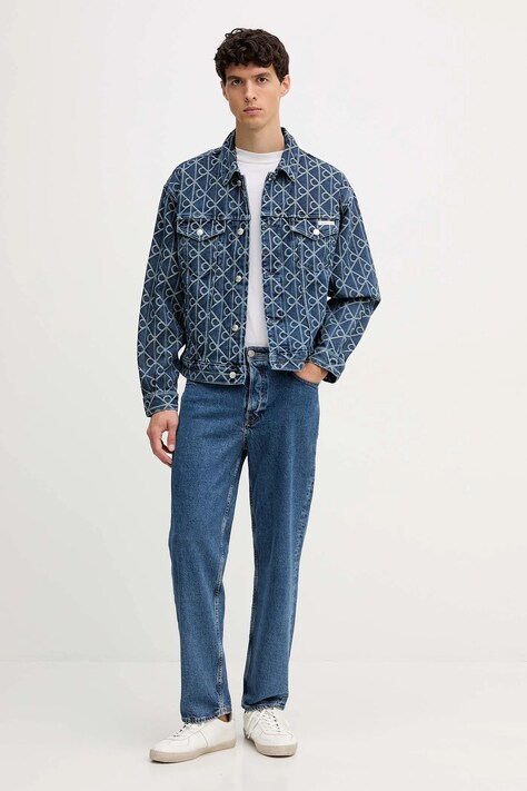 Calvin Klein Jeans kurtka jeansowa kolor niebieski przejściowa oversize LV04RD767G