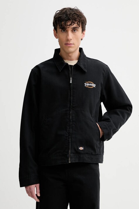 Dickies kurtka jeansowa kolor czarny przejściowa oversize DK0A88CE