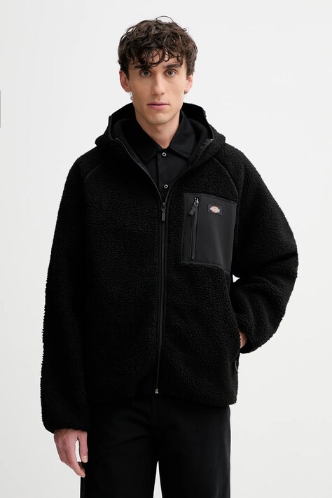 Флисовая кофта Dickies цвет чёрный с капюшоном однотонная DK0A87NV