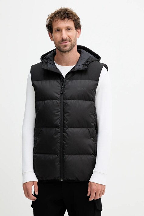 BOSS Green vestă de puf culoarea negru, de iarnă, 50548711