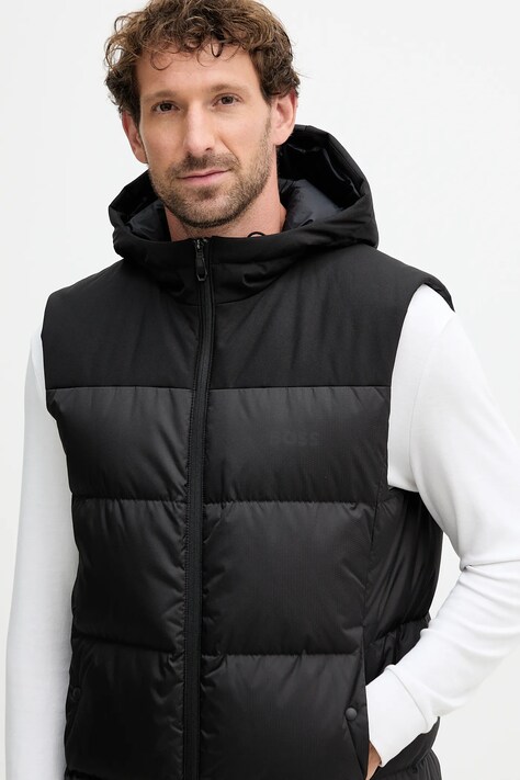 BOSS Green vestă de puf culoarea negru, de iarnă, 50548711