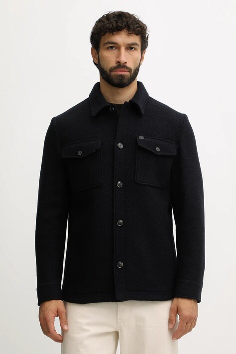 Шерстяная куртка-бомбер Tommy Hilfiger цвет синий демисезонная MW0MW40771