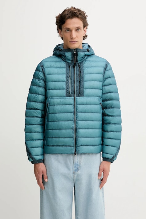 C.P. Company kurtka puchowa kolor niebieski przejściowa 19CMOW031A110416A