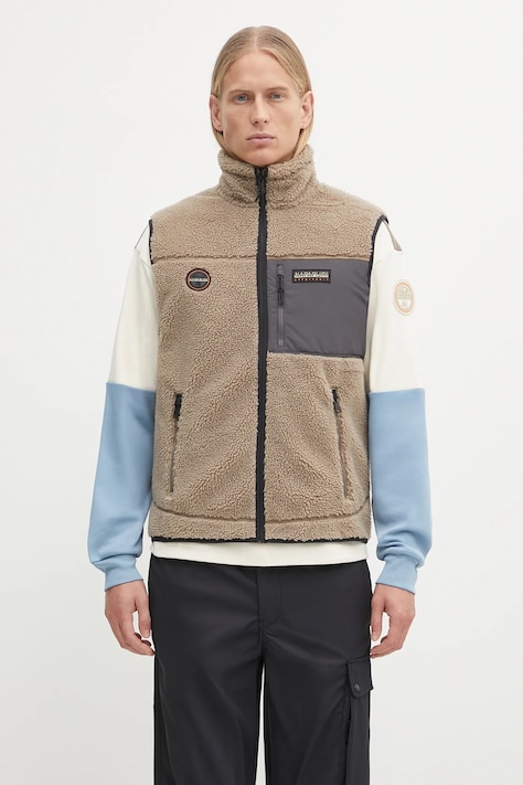 Αμάνικο μπουφάν Napapijri Yupik V χρώμα: πράσινο, NP0A4HZKMCD1