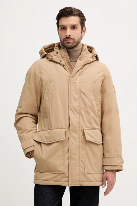 Tommy Hilfiger kurtka puchowa kolor beżowy zimowa MW0MW40632