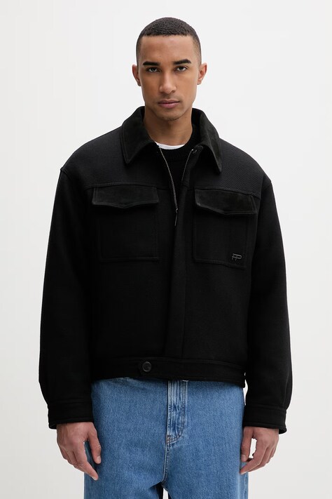 Filling Pieces μπουφάν ανδρικό με μαλλί Box Varsity μαύρο 422560501227