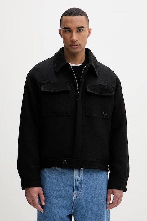 Filling Pieces kurtka męska z wełną Box Varsity czarna 422560501227