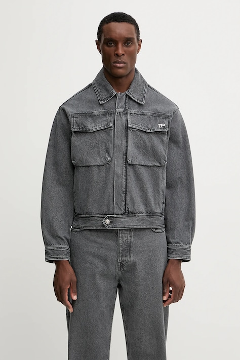 Filling Pieces kurtka bawełniana Denim Washed kolor szary przejściowa 422560501260