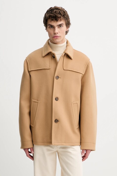 Filippa K kurtka z dodatkiem wełny kolor beżowy przejściowa 31916