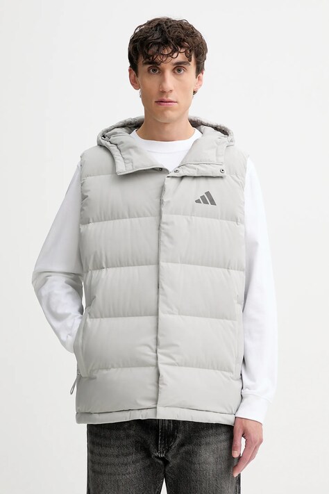 adidas vestă de puf Helionic culoarea gri, de iarnă, JX0590