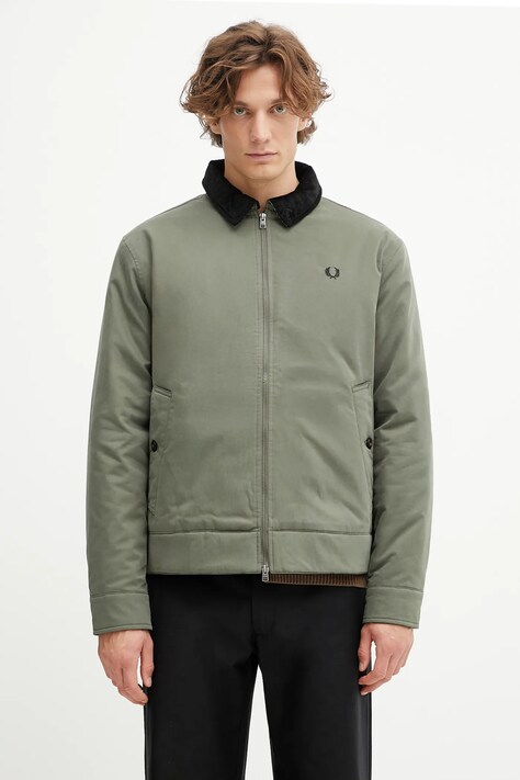 Fred Perry kurtka kolor zielony przejściowa J8535