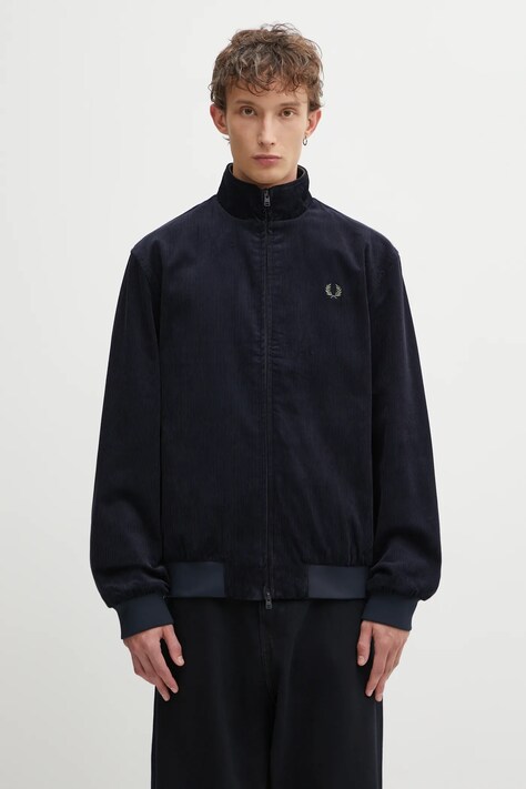 Fred Perry kurtka sztruksowa kolor granatowy przejściowa J8546