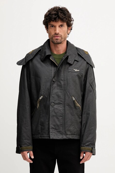 Aeronautica Militare kurtka kolor czarny przejściowa oversize AB3019UCT04215