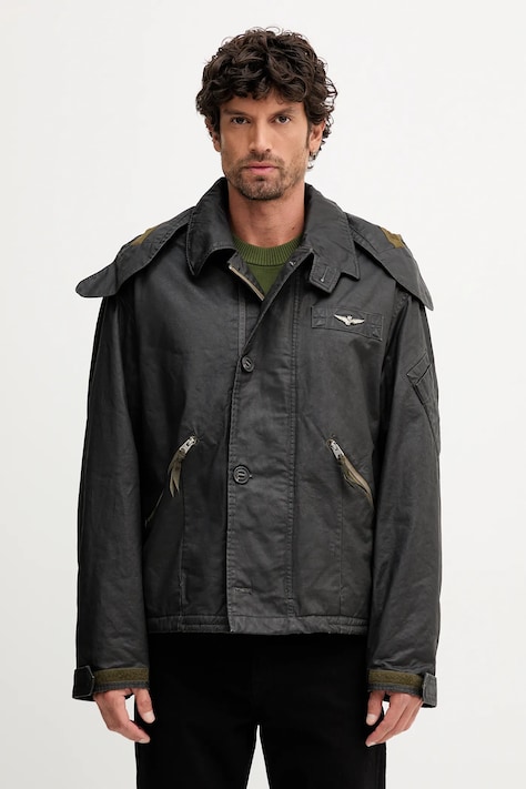 Aeronautica Militare geacă culoarea negru, de tranziție, oversize, AB3019UCT04215