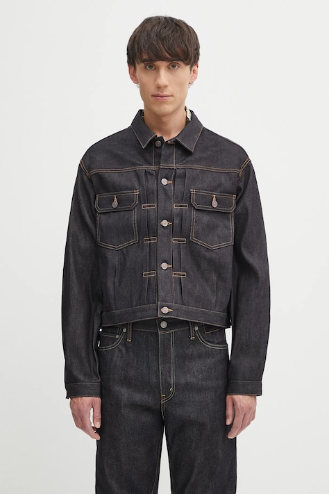 Visvim kurtka jeansowa ss 101x jkt kolor granatowy przejściowa 125105006001