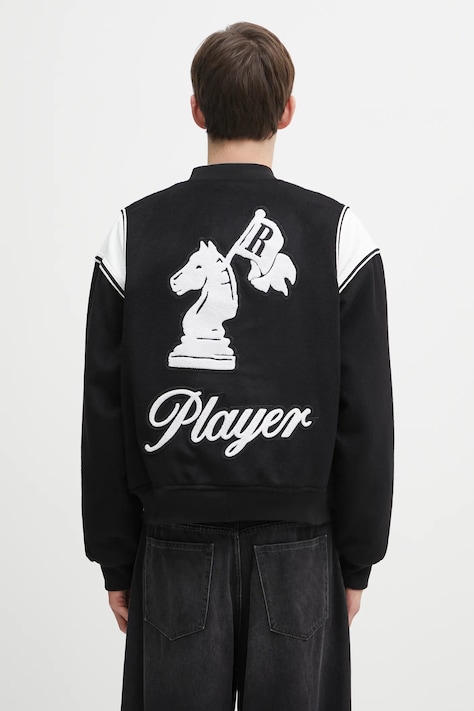 Куртка-бомбер с добавлением шерсти RHUDE Regista bomber цвет чёрный демисезонная RHFW25JA01841