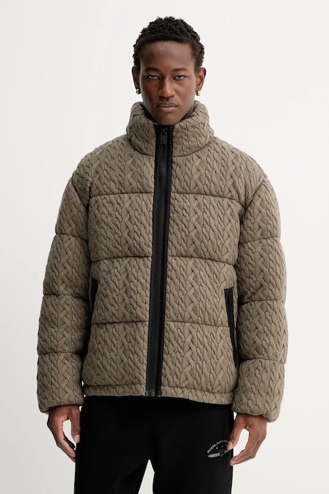 Bunda s prímesou vlny HUGO zelená farba, zimná, oversize, 50546560