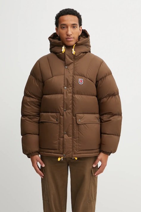 Fjallraven kurtka puchowa Expedition kolor brązowy zimowa F84605