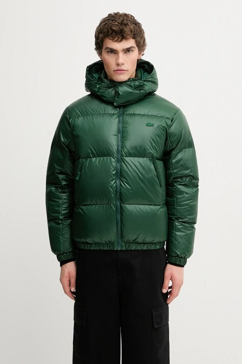 Lacoste geacă de puf culoarea verde, de iarnă, BH5096
