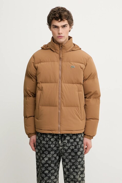 Пухова куртка Lacoste колір коричневий зимова BH5154