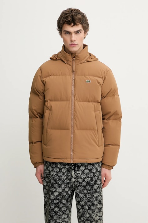 Пухова куртка Lacoste колір коричневий зимова BH5154