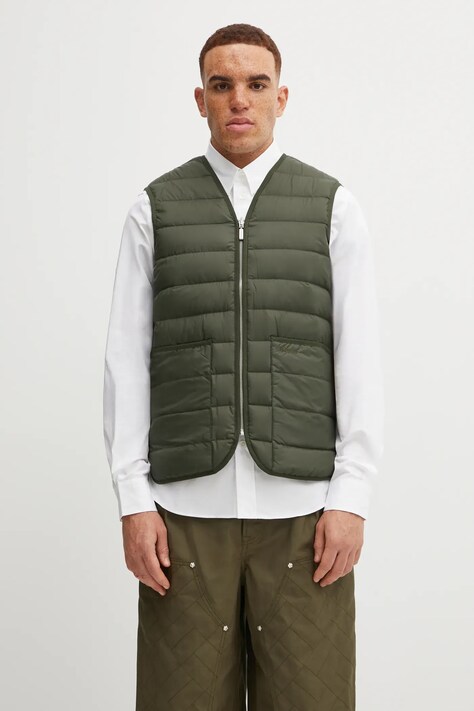 Barbour bezrękawnik puchowy Reversible Down Filled Liner kolor zielony zimowy MLI0060SG71
