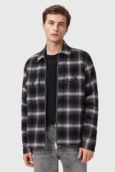 AllSaints kurtka koszulowa BAYO kolor czarny przejściowa M026OD