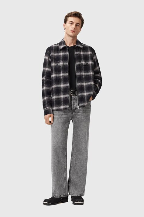 AllSaints kurtka koszulowa BAYO kolor czarny przejściowa M026OD