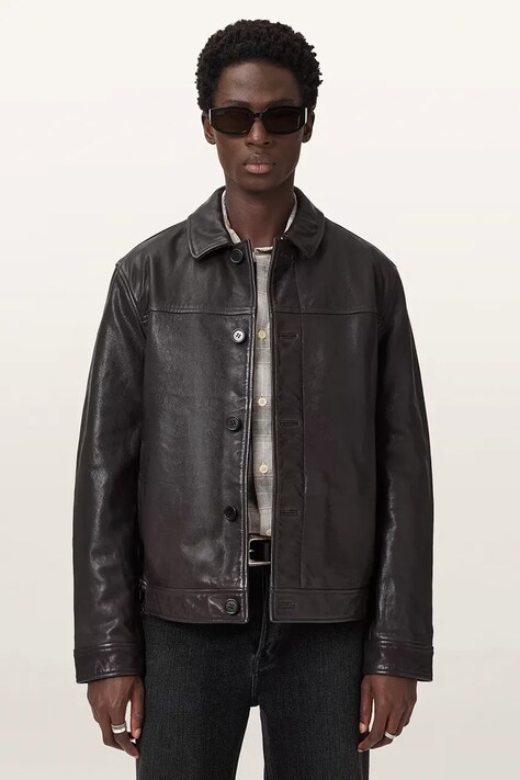 AllSaints Skórzana męska NATES brązowa M010LD