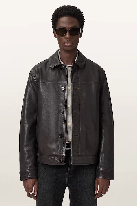 AllSaints Skórzana męska NATES brązowa M010LD