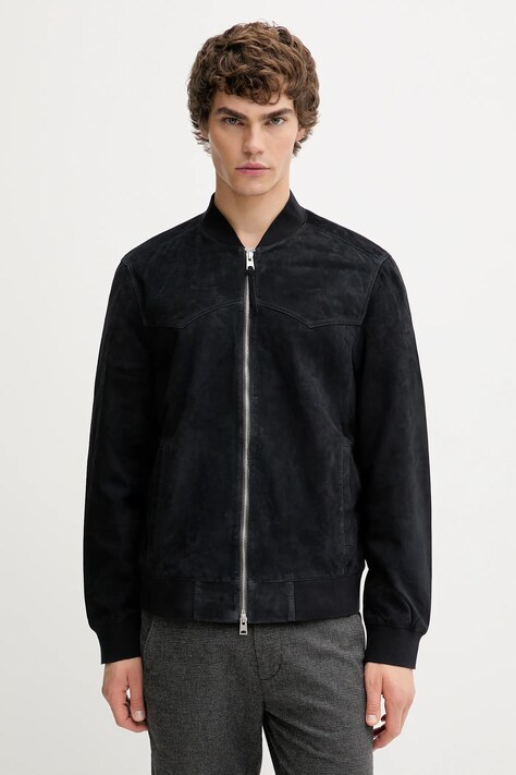 AllSaints kurtka bomber zamszowa ZEALAND kolor czarny przejściowa M035LD